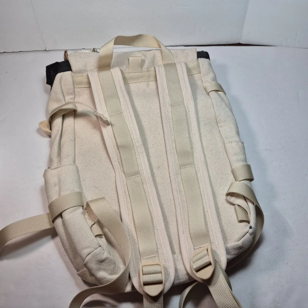 Topo Designs Rover Pack Mini Canvas Backpack Cream Canvas Black Interior